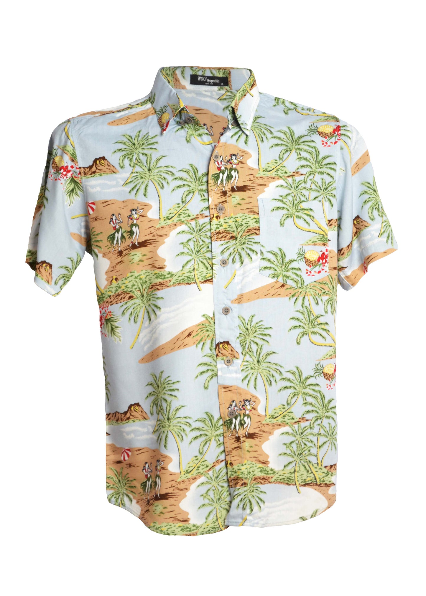 Chemise hawaienne motis plage bleu ciel - GL BOUTIK