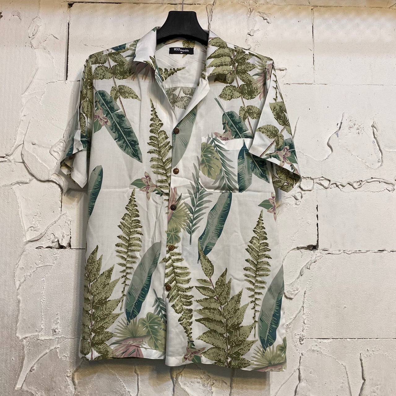 Chemise hawaïenne homme beige à fleurs kaki - GL BOUTIK