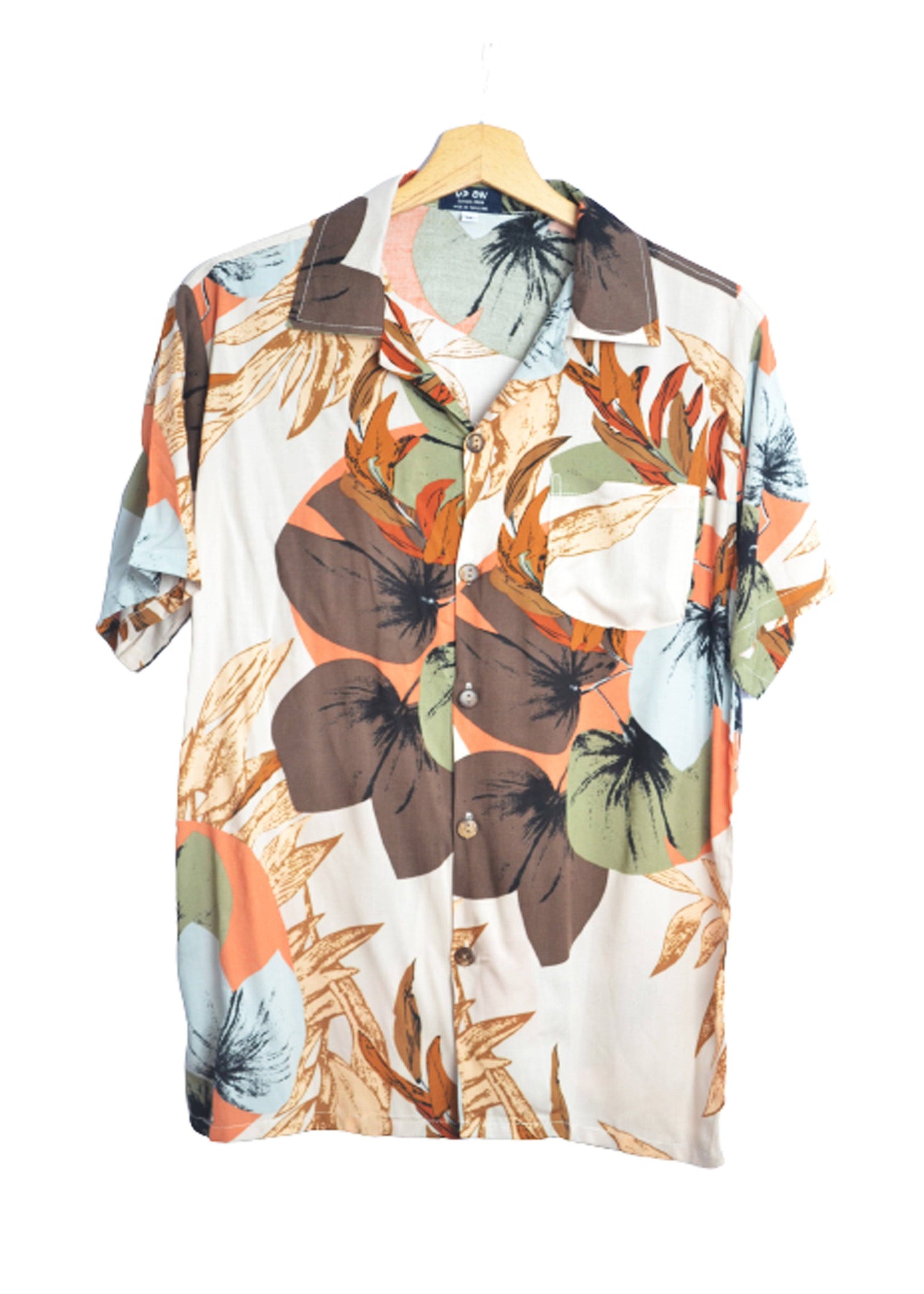 Chemise hawaienne beige motifs nénuphars - GL BOUTIK