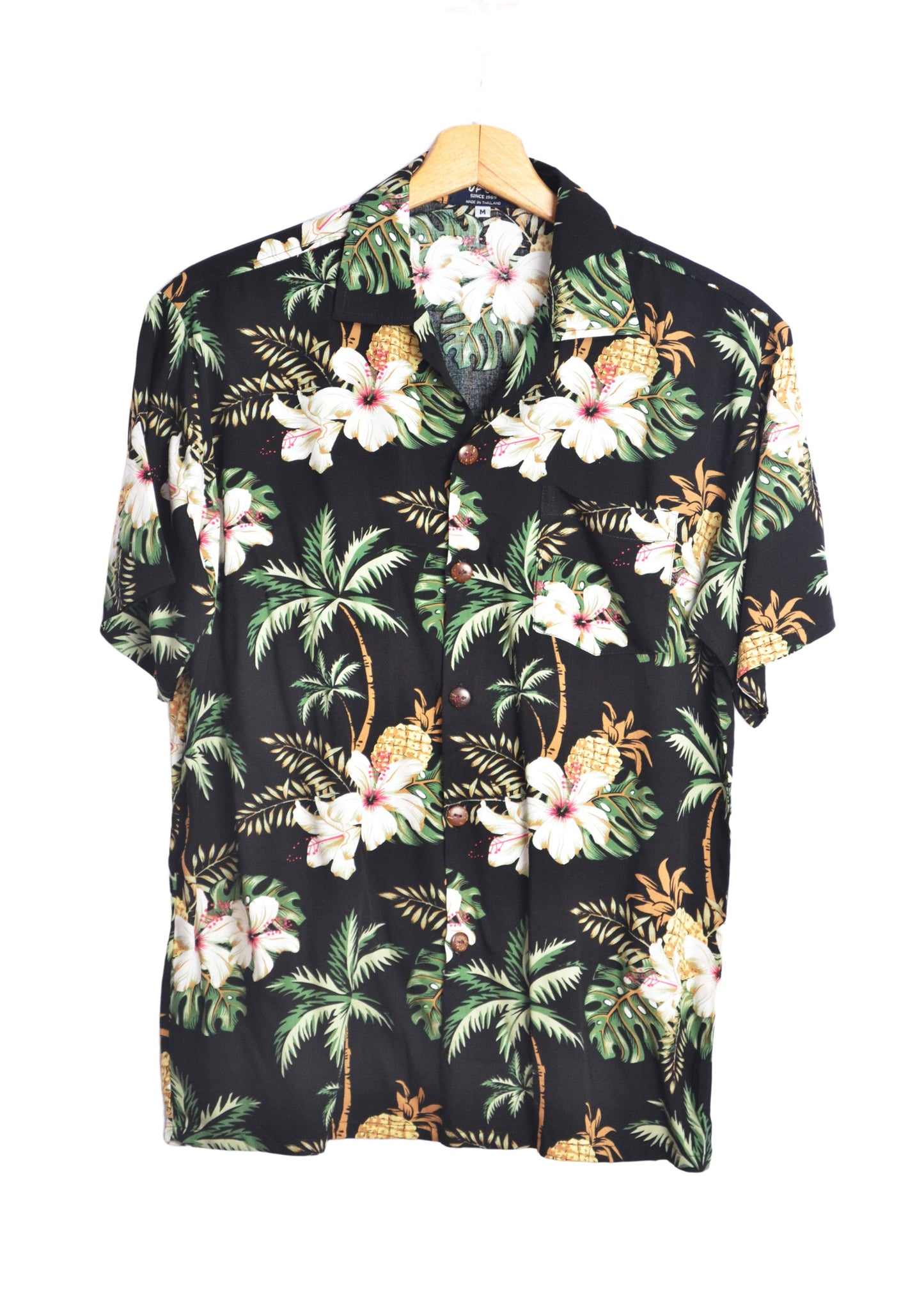 Chemise hawaienne homme noire motifs fleurs et ananas - GL BOUTIK