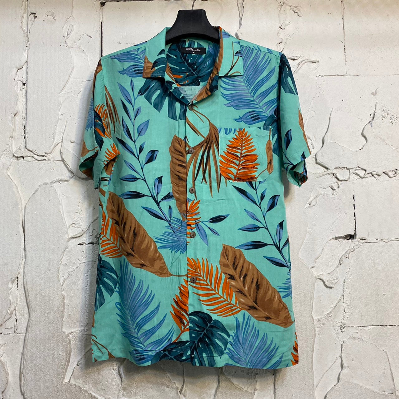 Chemise homme turquoise imprimé floral - GL BOUTIK