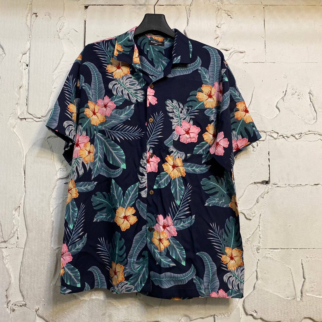 Chemise hawaienne homme bleu marine à fleurs - GL BOUTIK