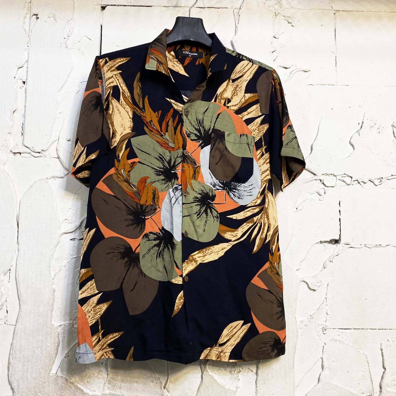 Chemise hawaienne homme noire motifs fleurs nénuphars - GL BOUTIK