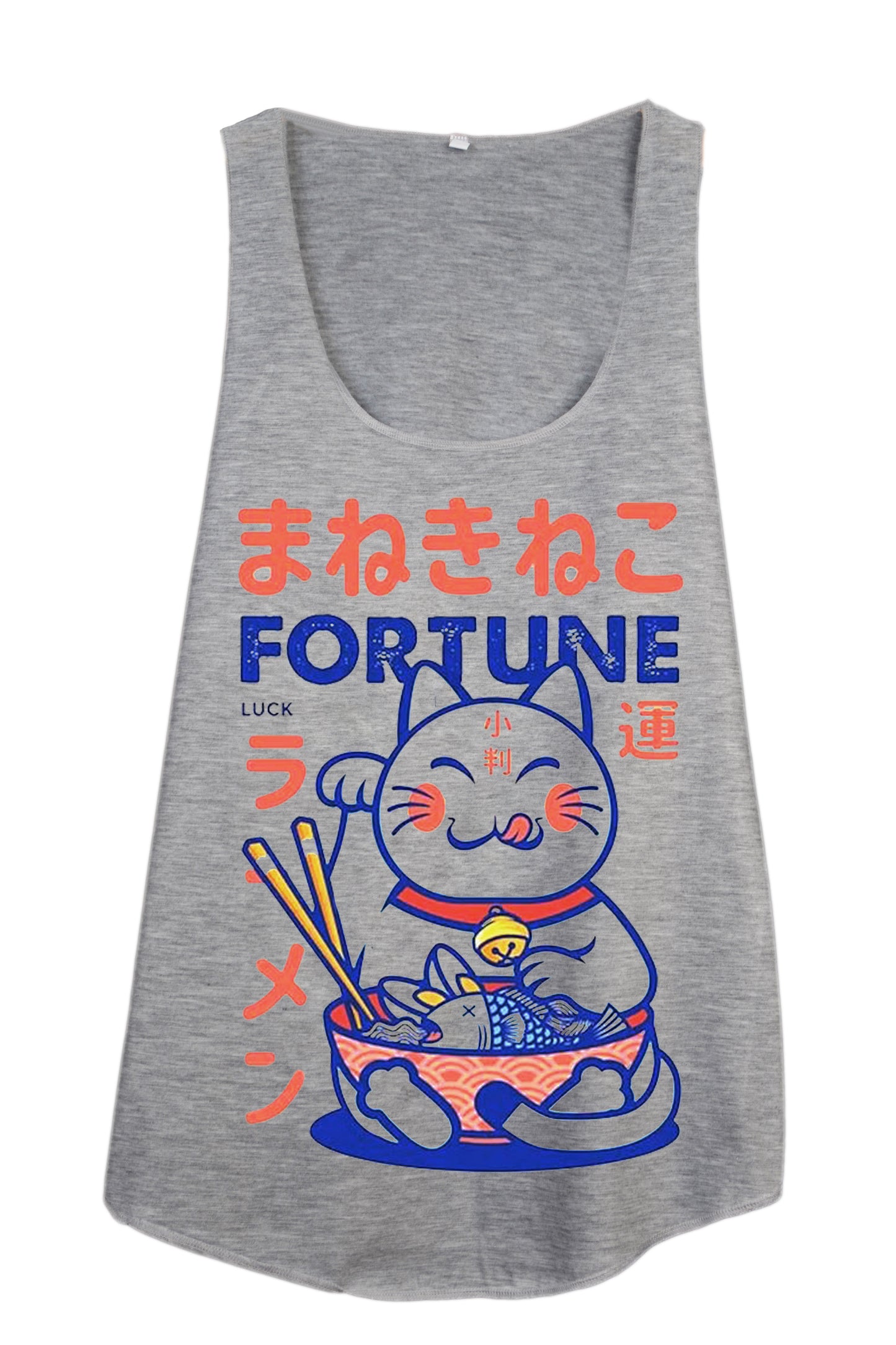 Debardeur femme gris imprimé maneki neko - GL BOUTIK