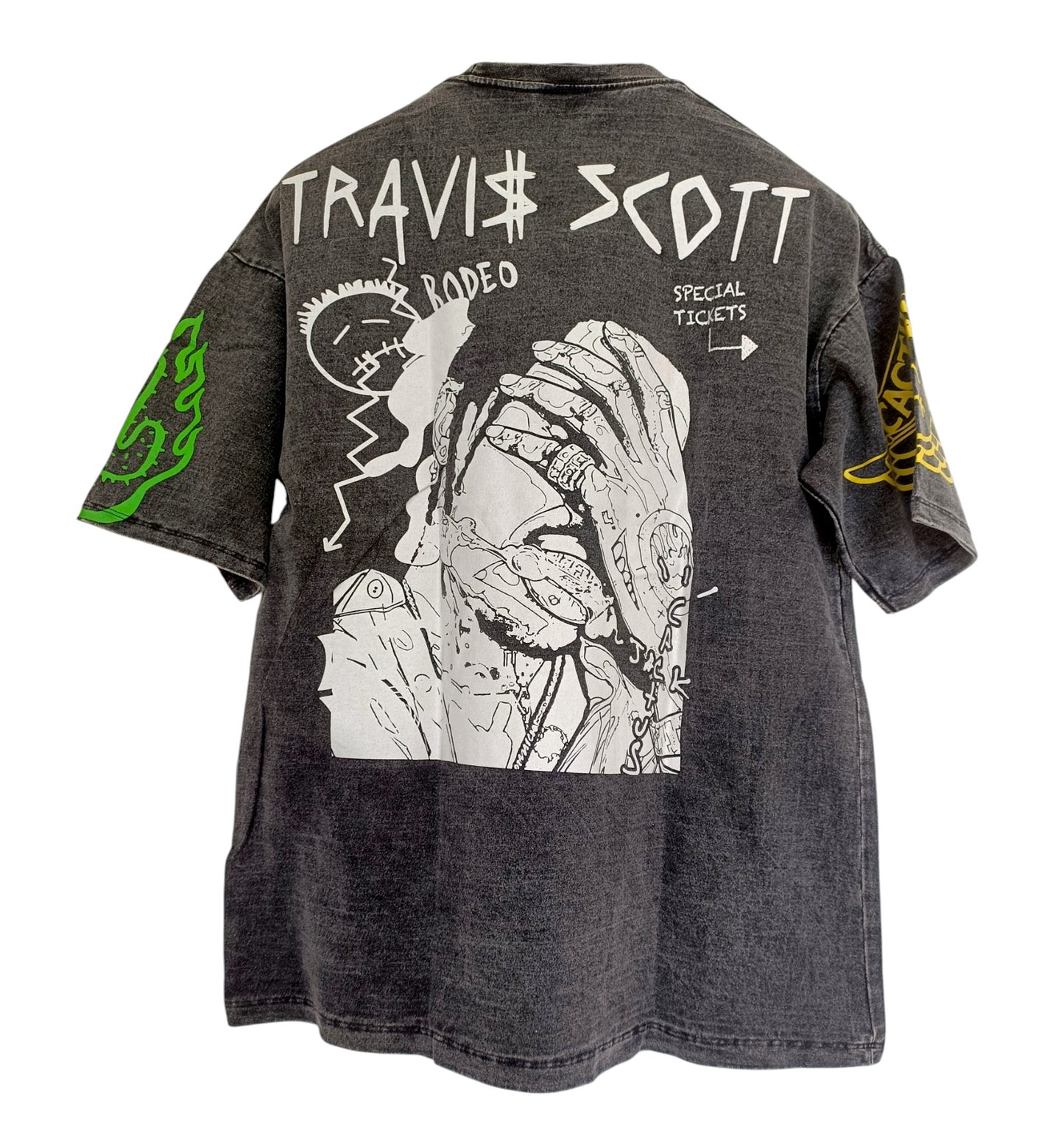 Vue dos t-shirt gris délavé mprimé travis scott - GL BOUTIK