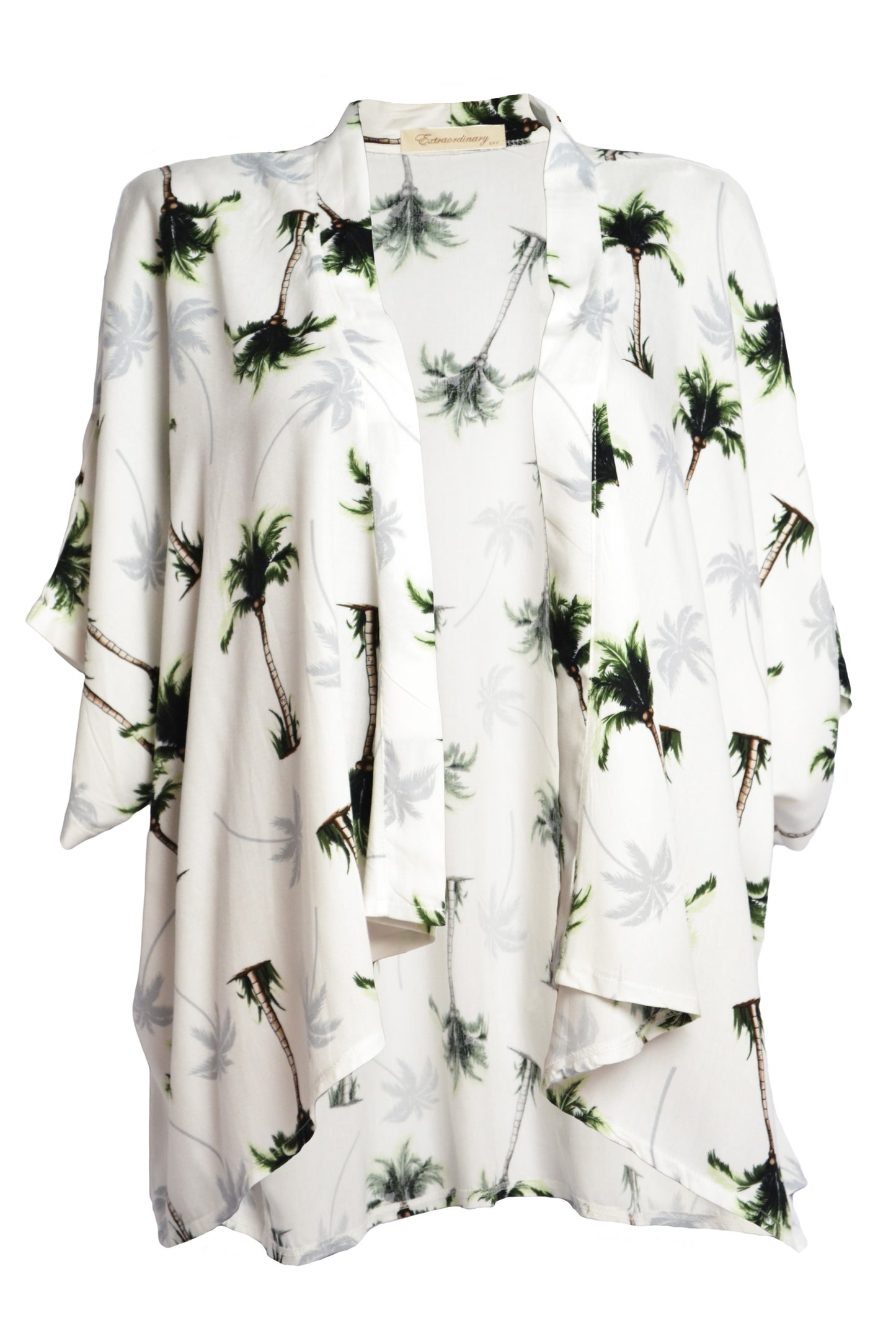 Kimono de plage blanc à motifs palmiers - GL BOUTIK