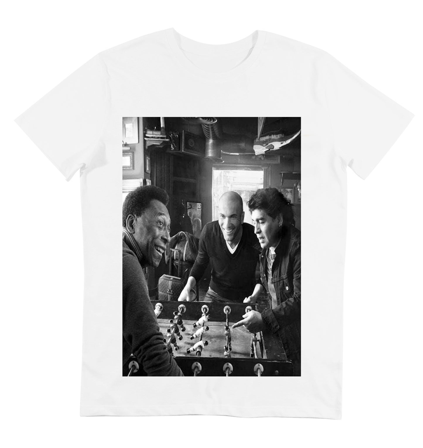 T-shirt zidane, pelé et maradona joaunt au babyfoot - GL BOUTIK