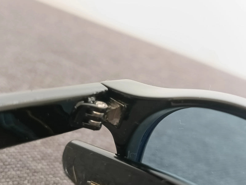 Black pantos glasses with blue lenses