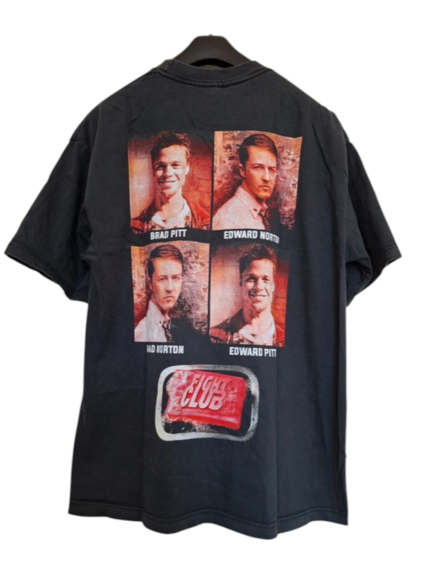 Vue dos t-shirt gris délavé sérigraphié bootleg fight club - GL BOUTIK