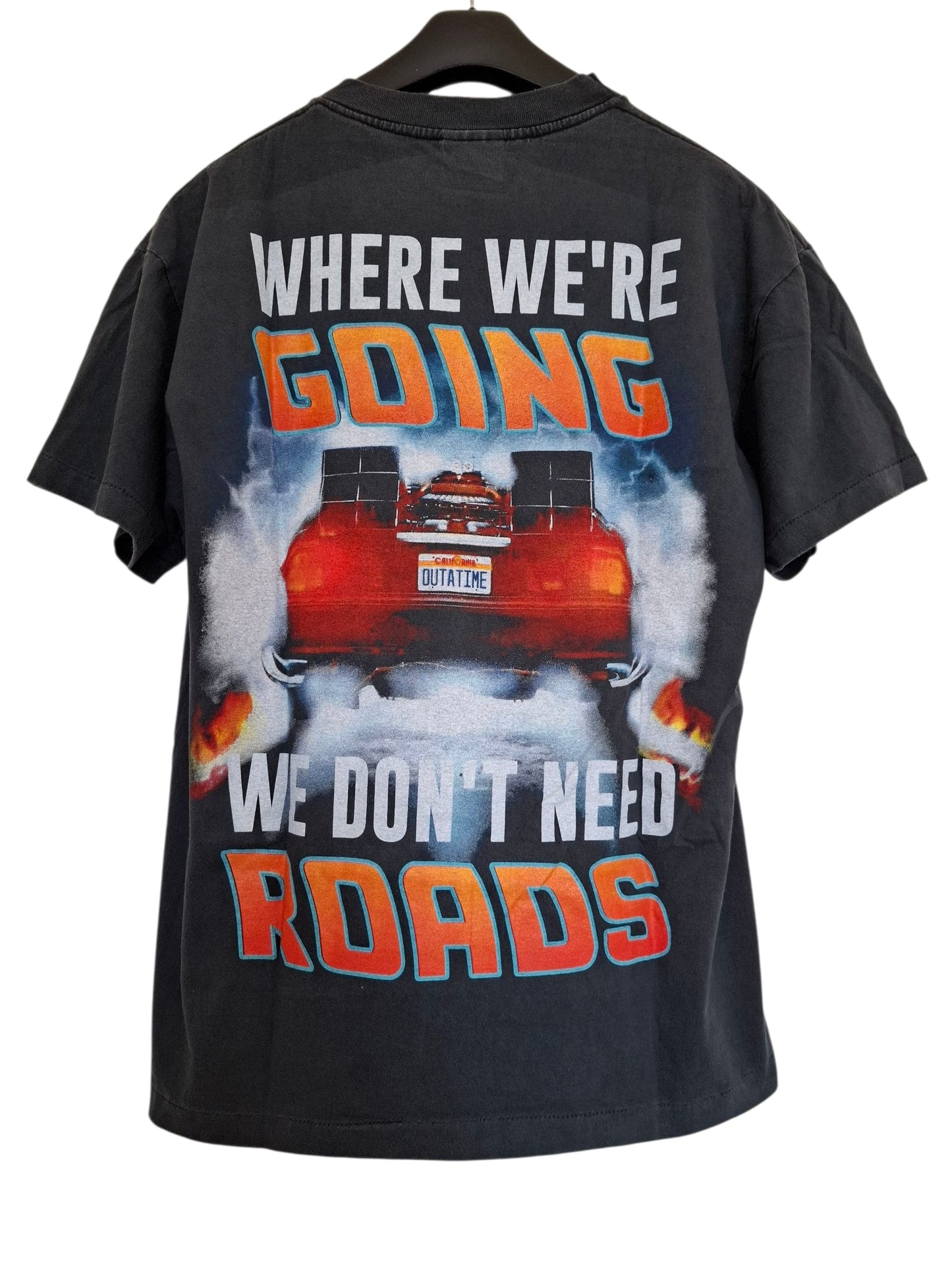 Vue dos t-shirt gris délavé imprimé back to the future