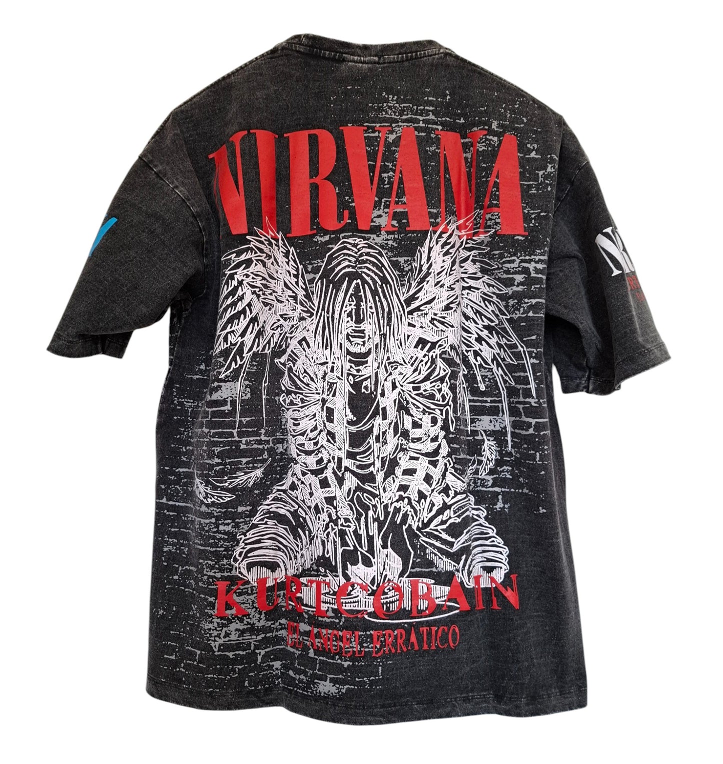 Vue dos t-shirt gris délavé stonewashed imprimé nirvana - GL BOUTIK