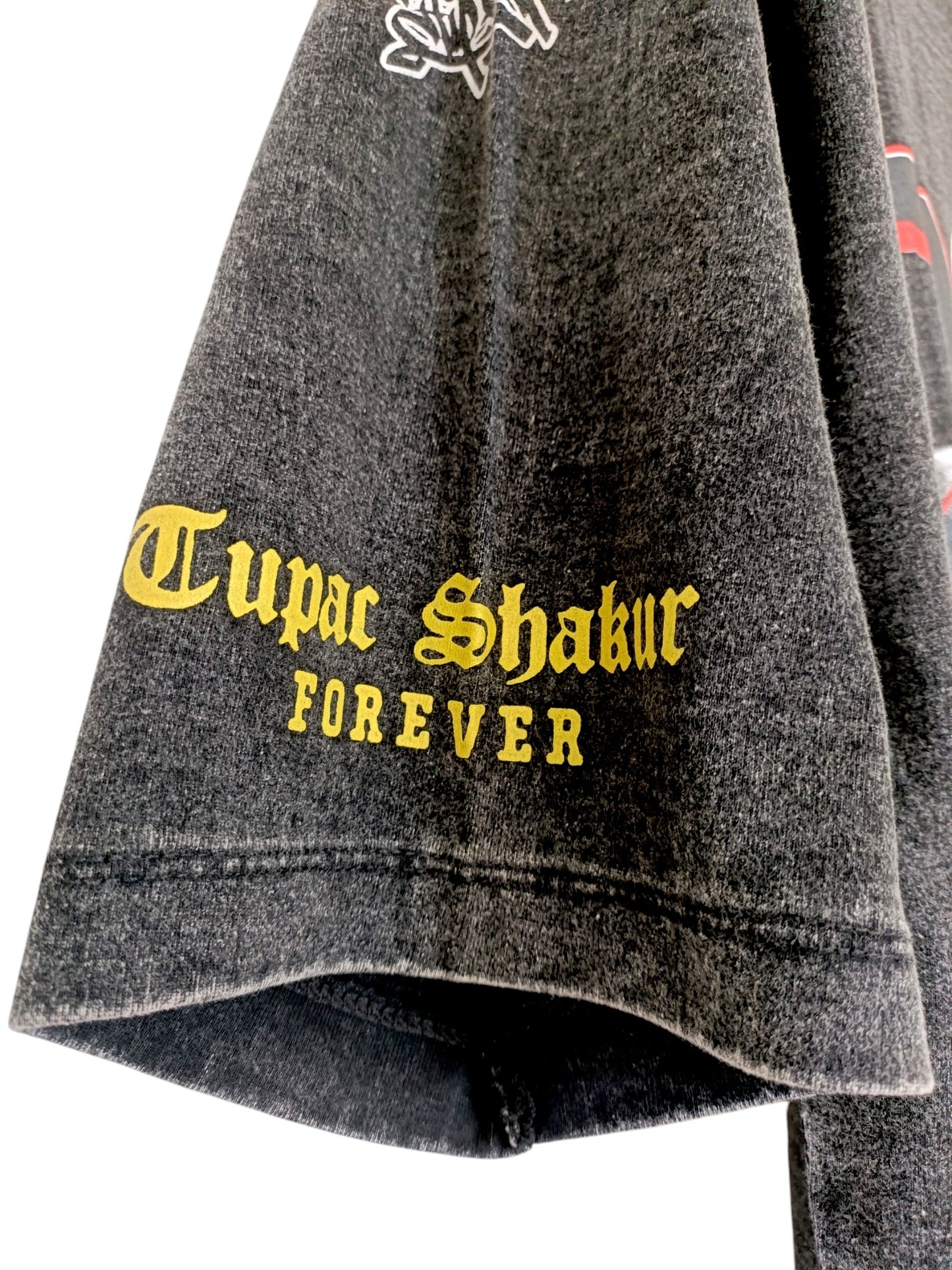 Vue manche t-shirt gris délavé stonewashed imprimé 2pac - GL BOUTIK