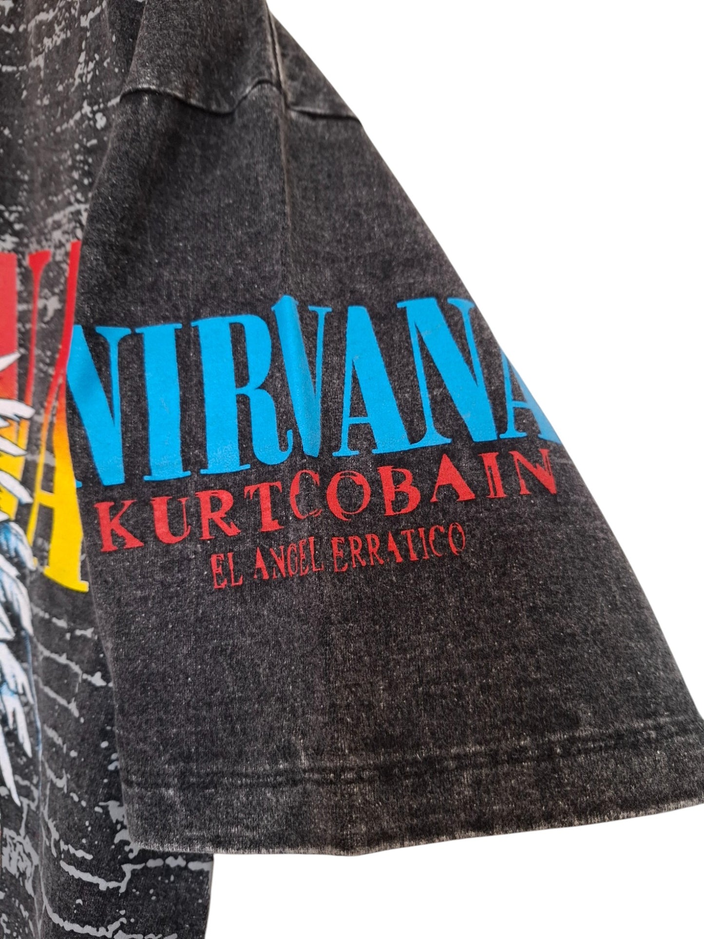 Vue manche t-shirt gris délavé stonewashed imprimé nirvana - GL BOUTIK