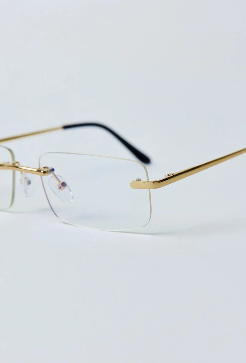 Vue près lunettes rectangulaires verres sans monture transparents - GL BOUTIK