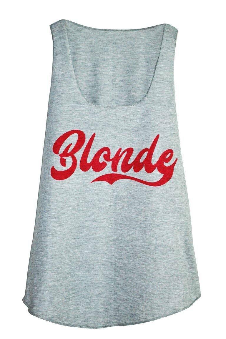 Débardeur femme gris message "blonde"