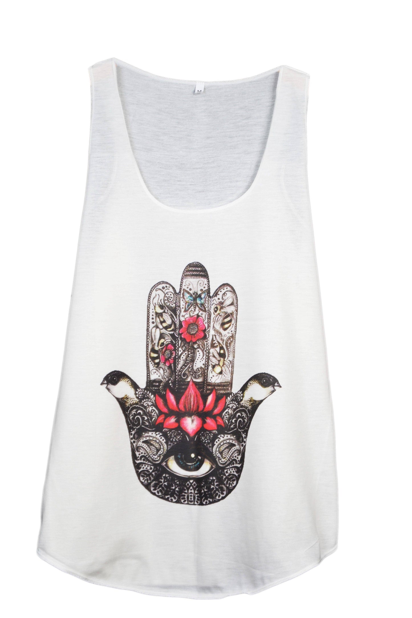 Débardeur femme ecru motif main de fatma