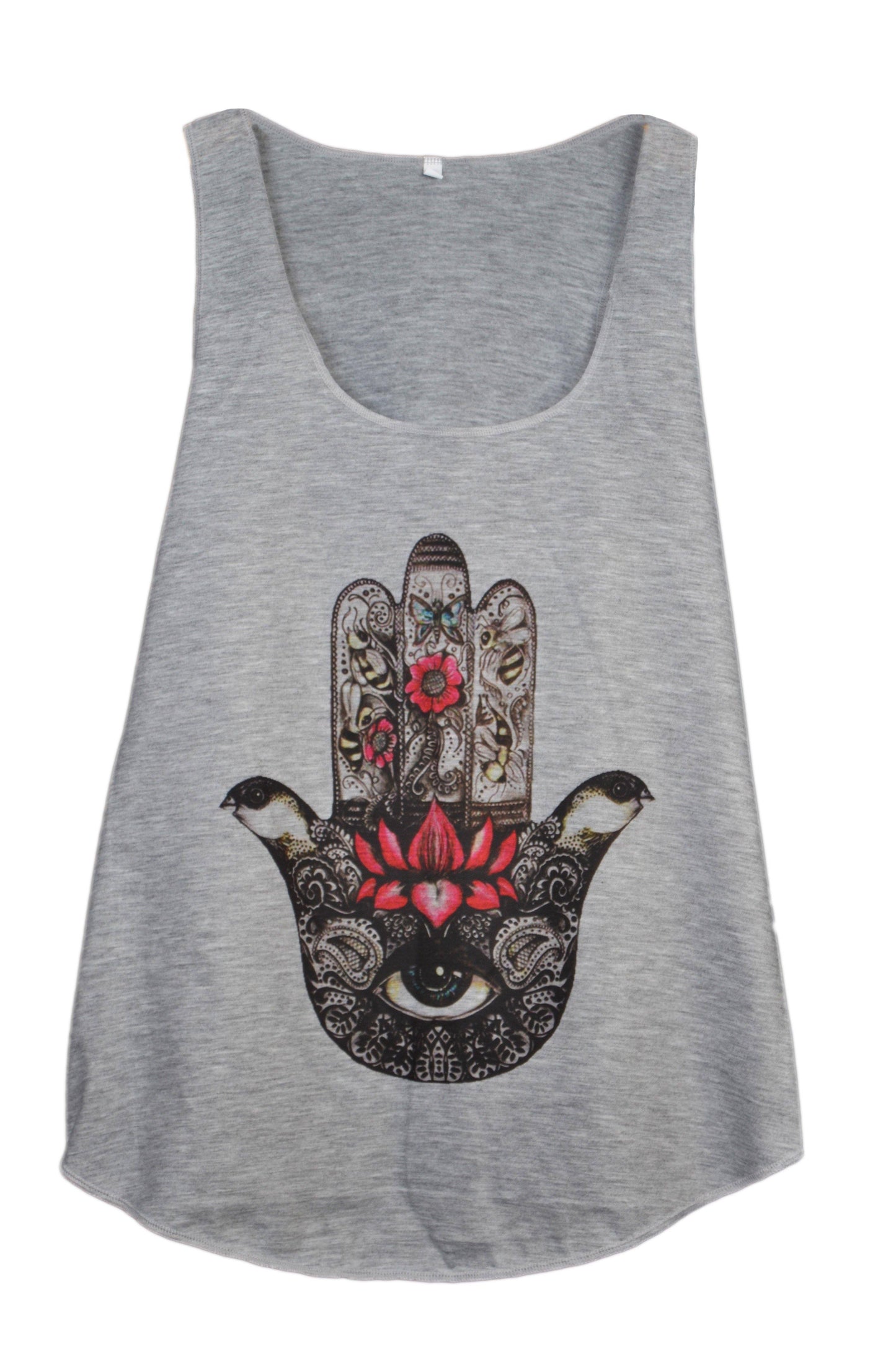 Débardeur femme gris motif main de fatma