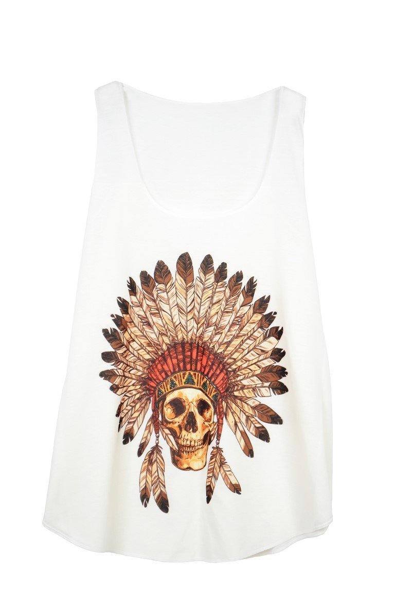 DEBARDEUR TÊTE DE MORT - COIFFE INDIENNE - GL BOUTIK