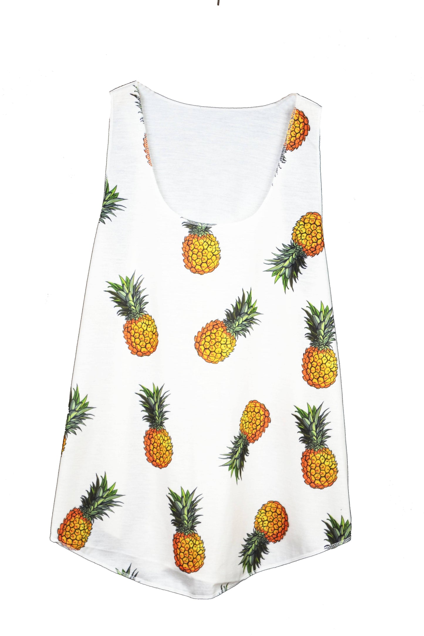 Débardeur femme beige imprimé ananas