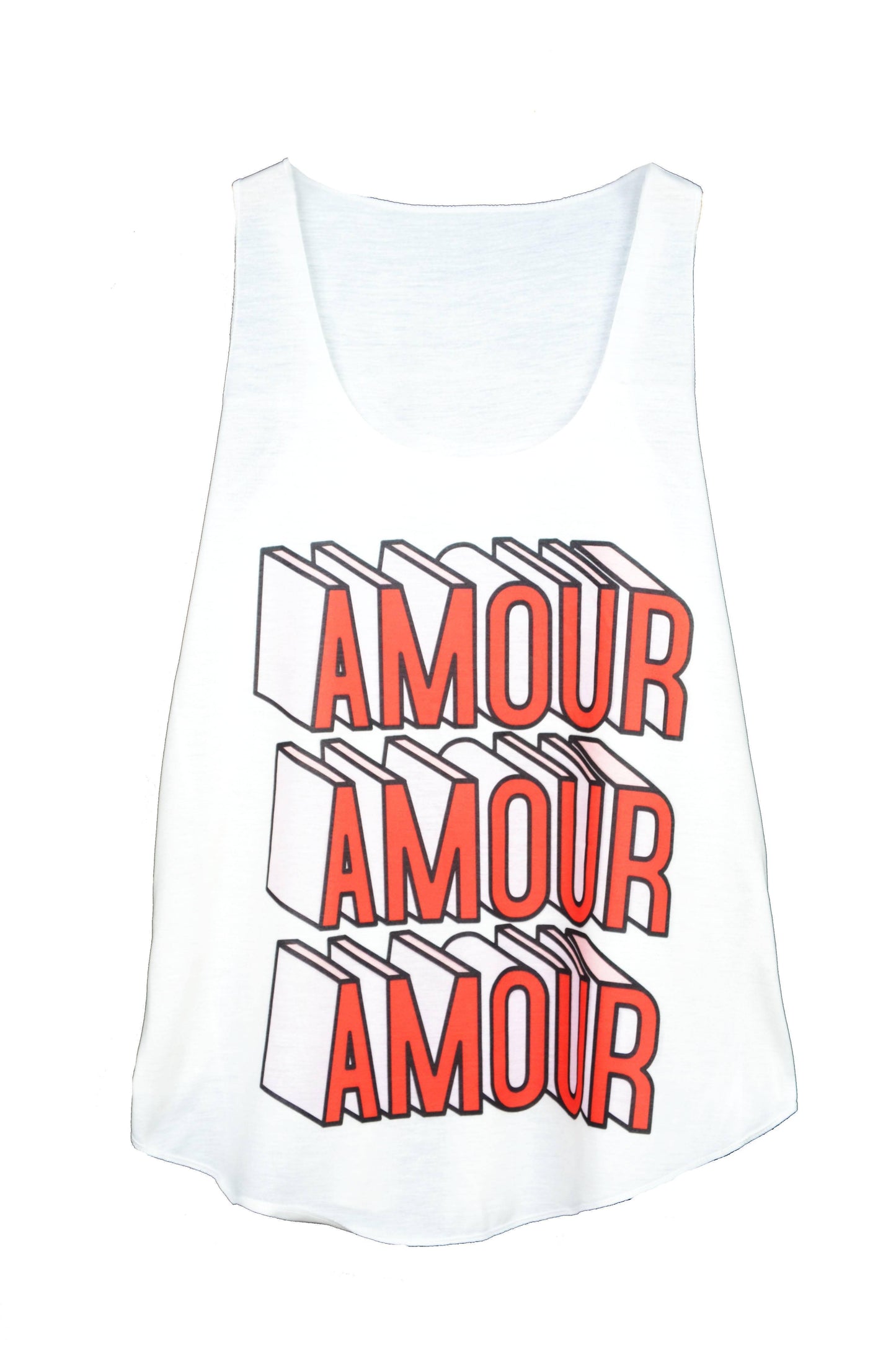 Débardeur femme beige imprimé texte amour