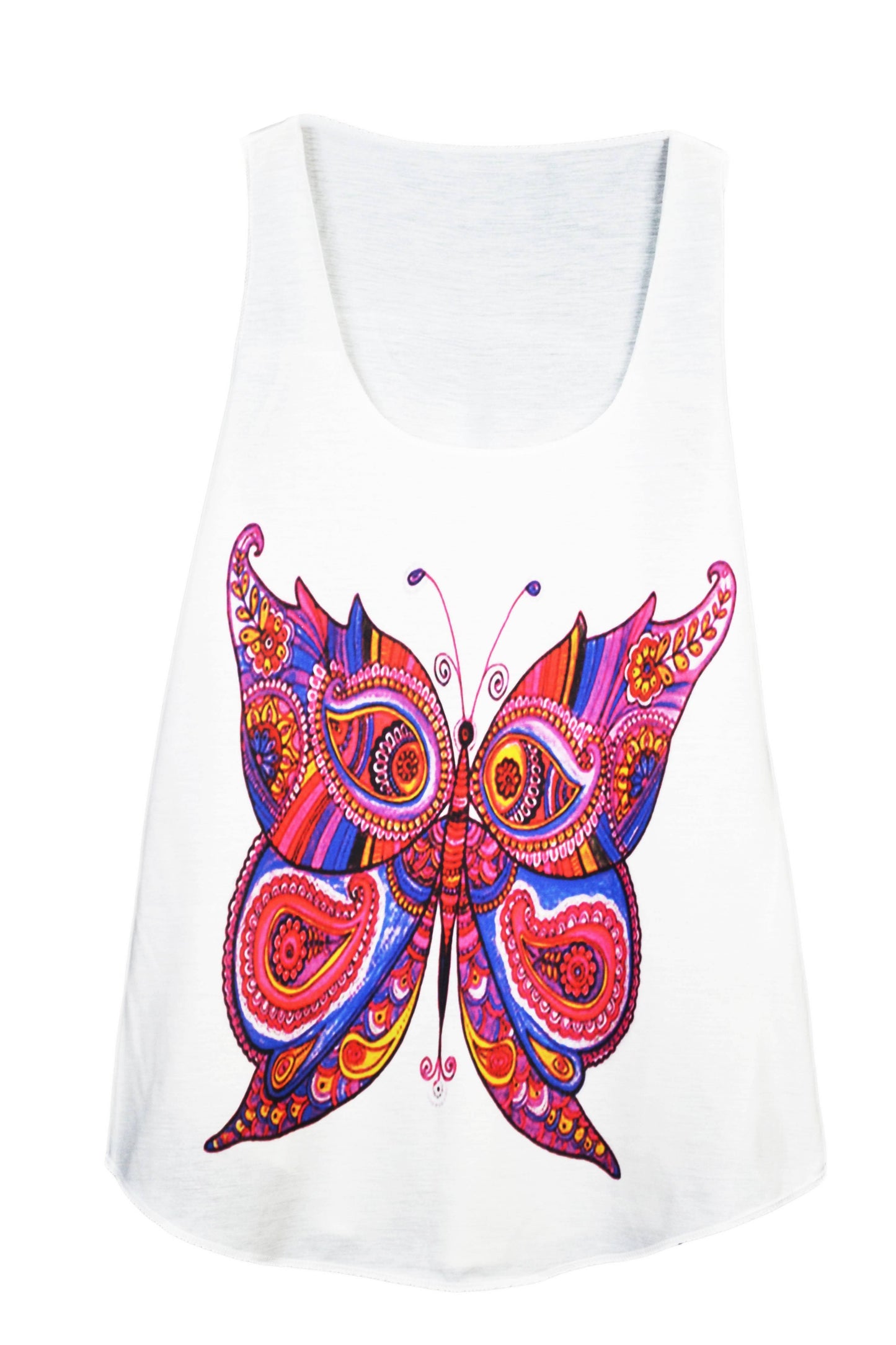 Débardeur femme beige illustration papillon