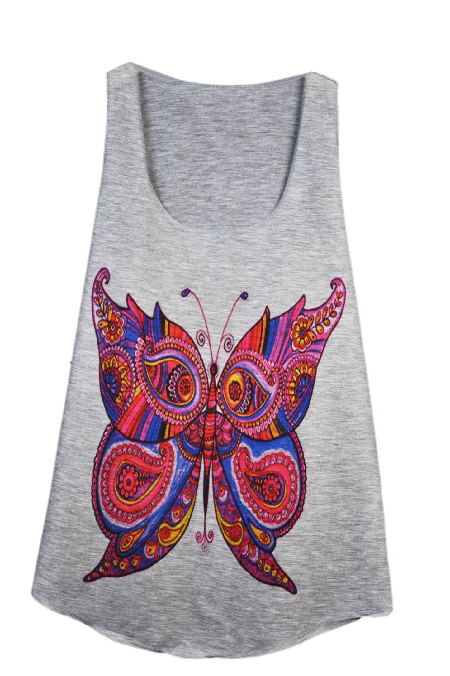 Débardeur femme gris illustration papillon