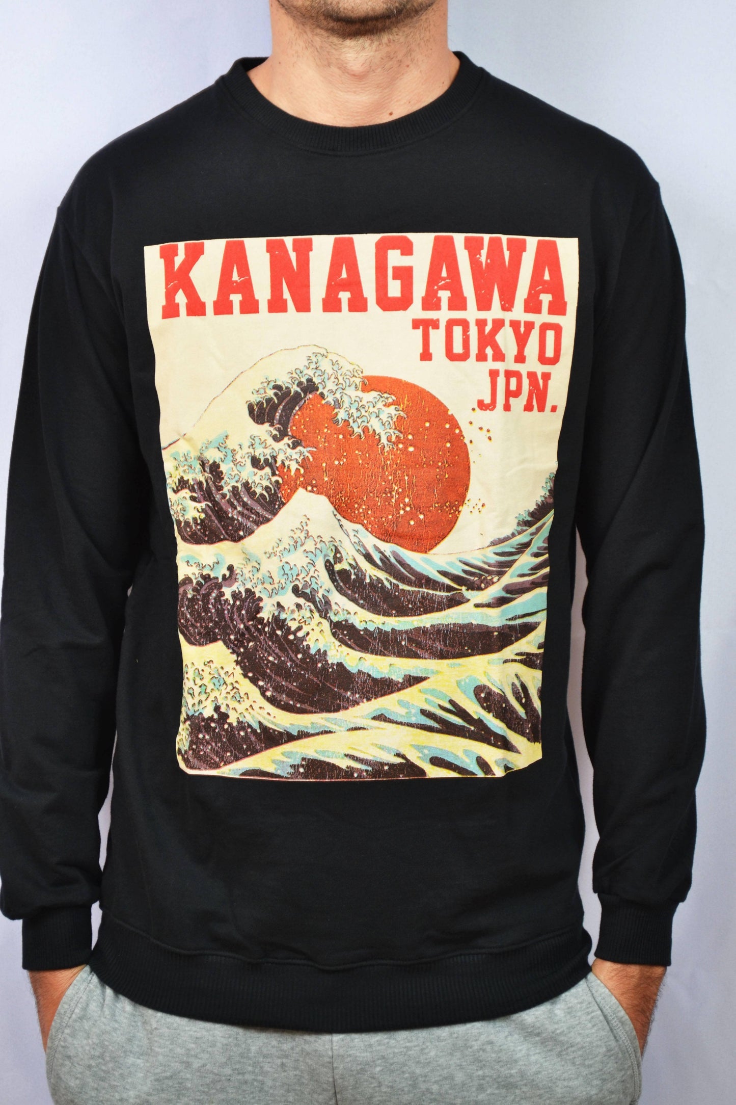 Sweat-shirt vague de kanagawa porté