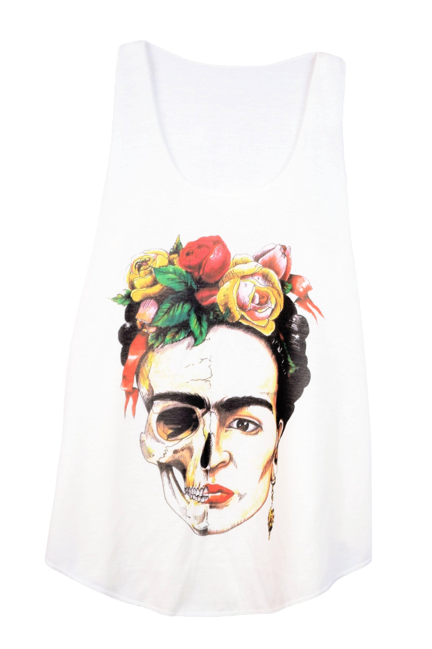 Débardeur femme beige imprimé portrait frida kahlo - GL BOUTIK