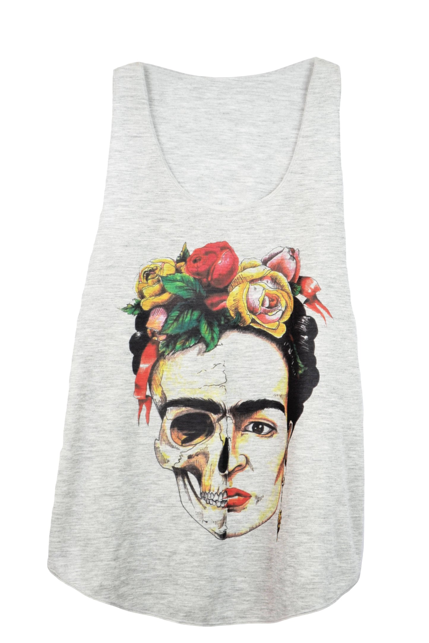 Débardeur femme gris imprimé portrait frida kahlo - GL BOUTIK
