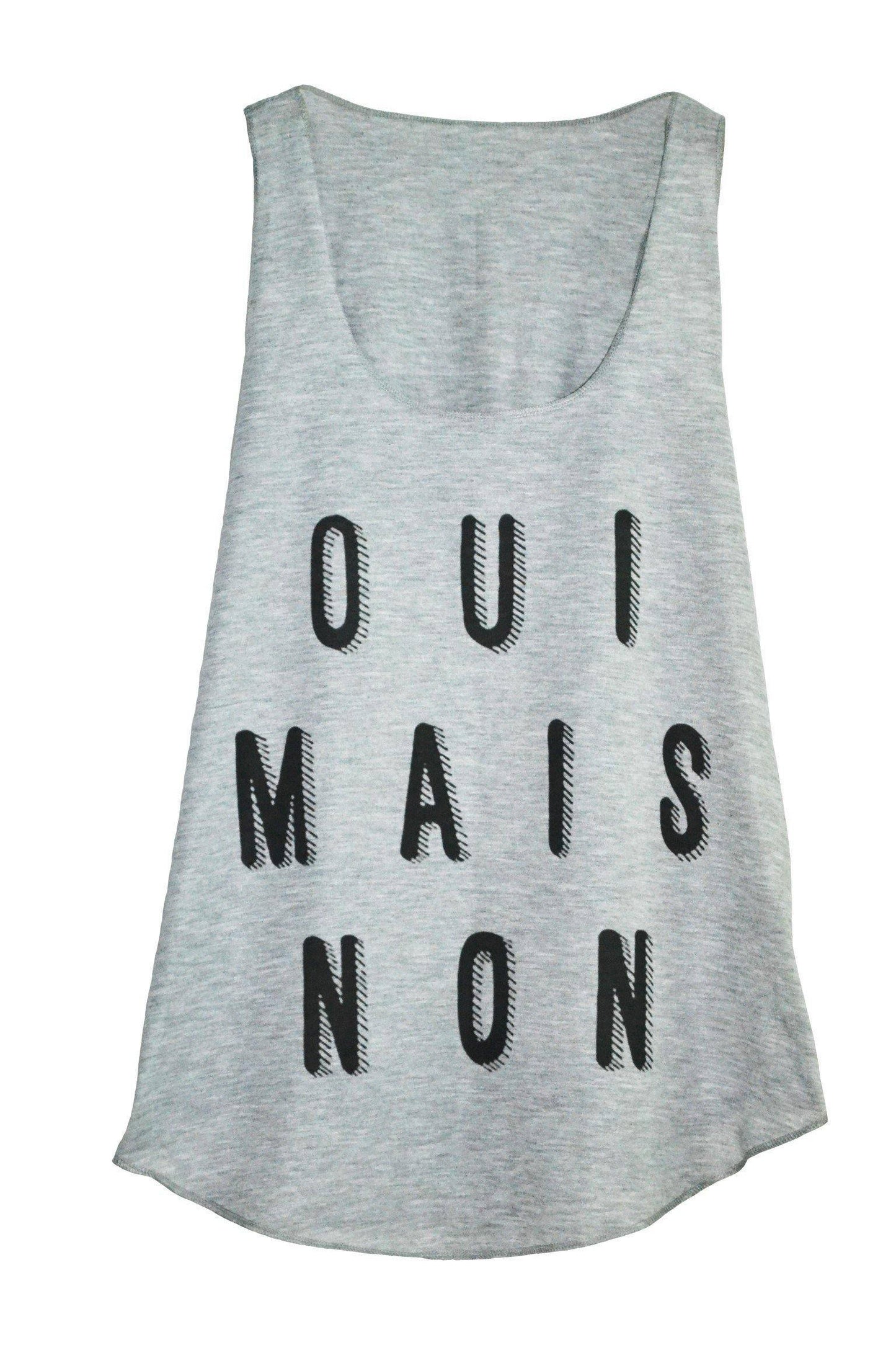 Débardeur femme gris imprimé message humoristique OUI MAIS NON - glboutik.com