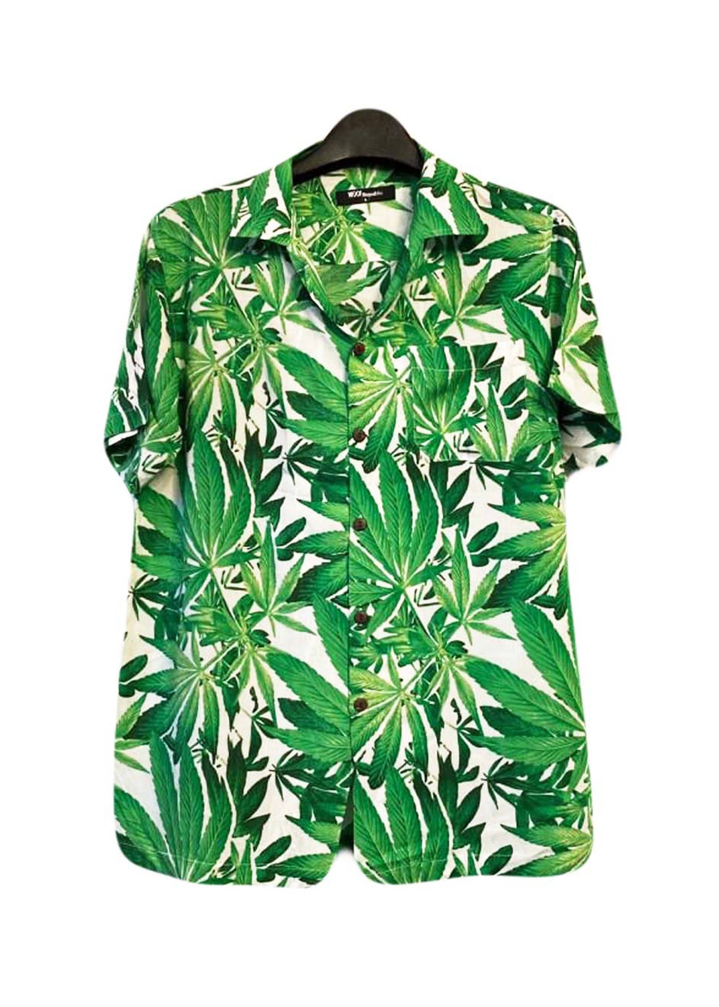 Chemise blanche imprimé feuilles cannabis - GL BOUTIK