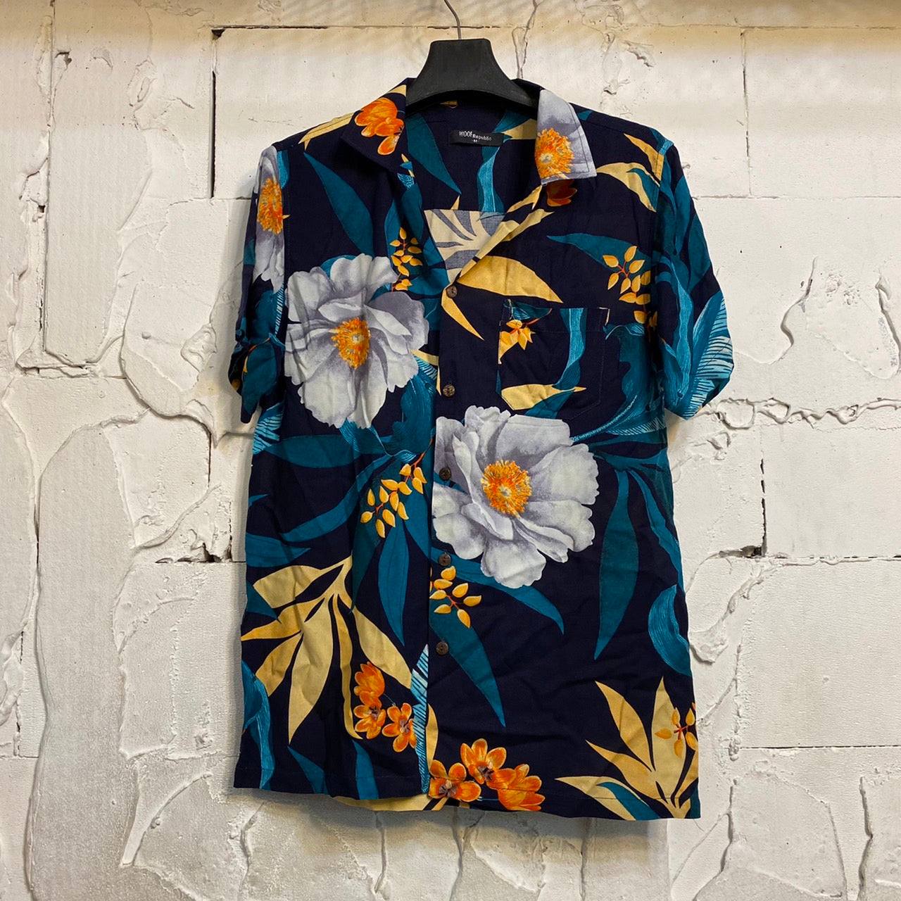 Chemise hawaienne couleur bleu à fleurs multicolores - GL BOUTIK