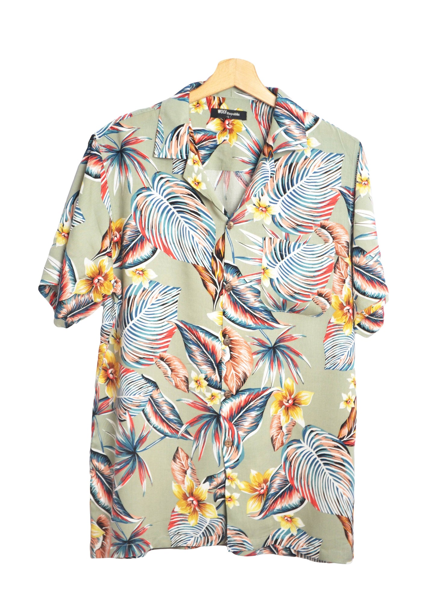 Chemise hawaienne grise à fleurs multicolores - GL BOUTIK