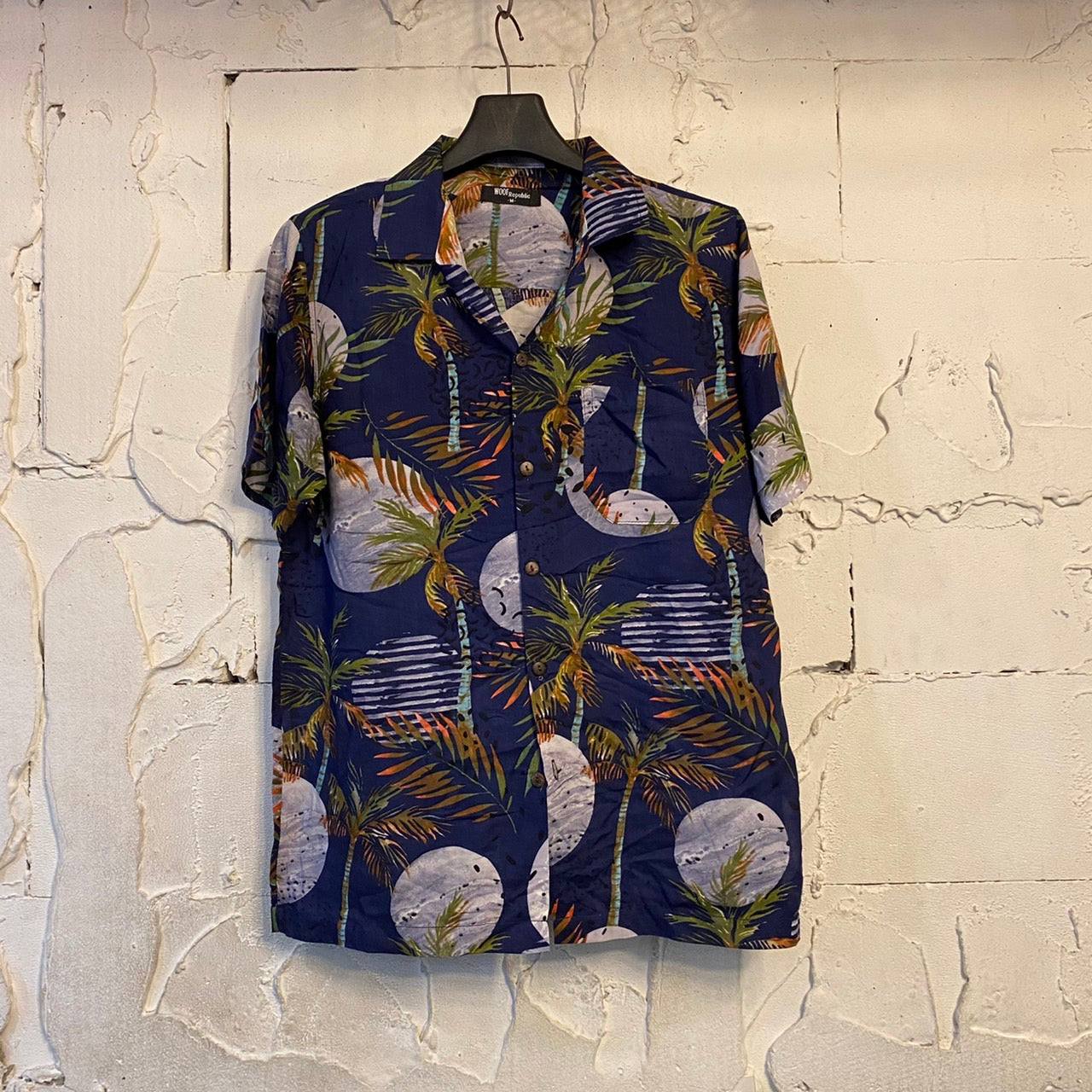 Chemise hawaienne homme motifs lune et palmiers - GL BOUTIK