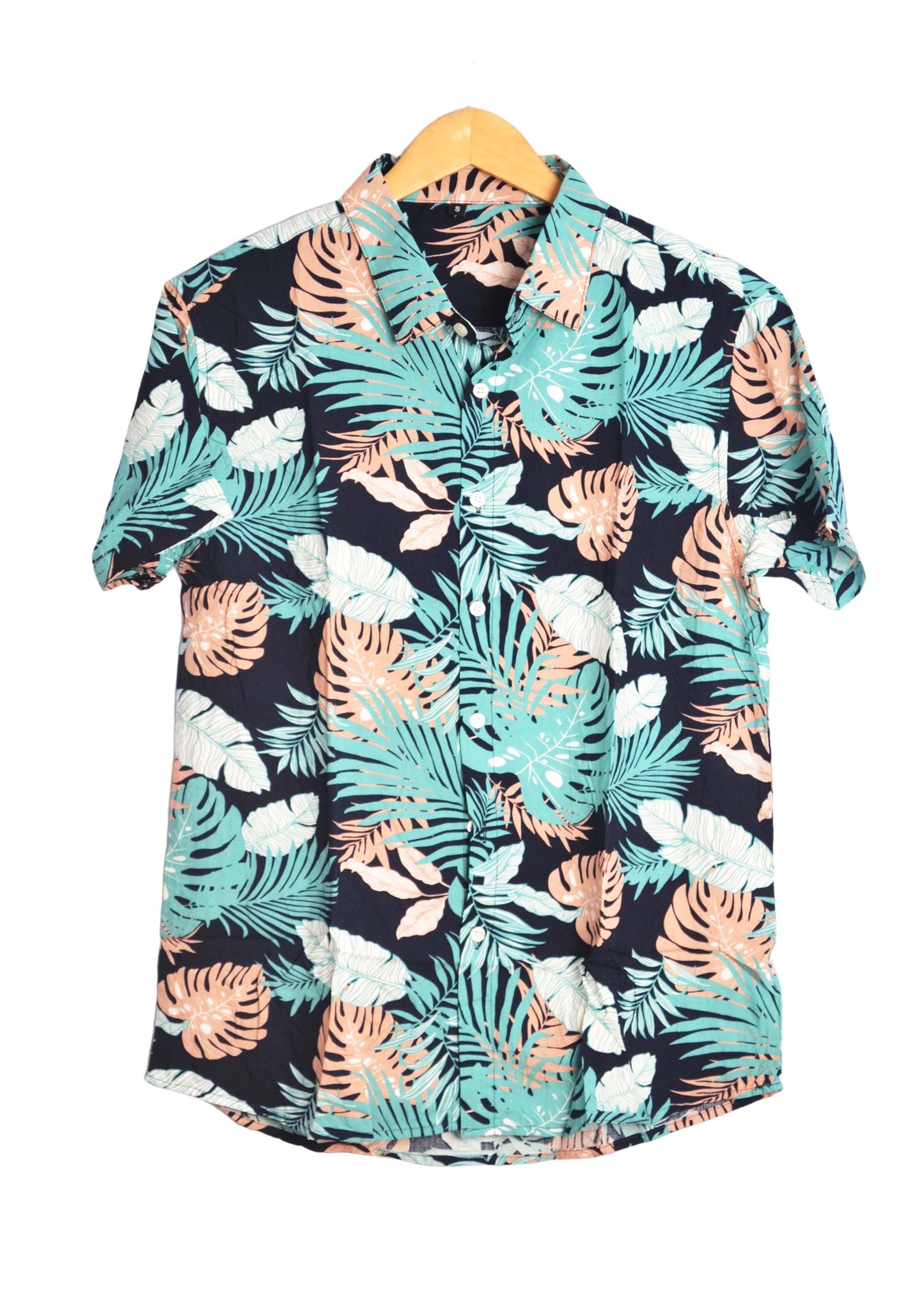 Chemise hawaienne bleu marine et turquoise à fleurs - GL BOUTIK