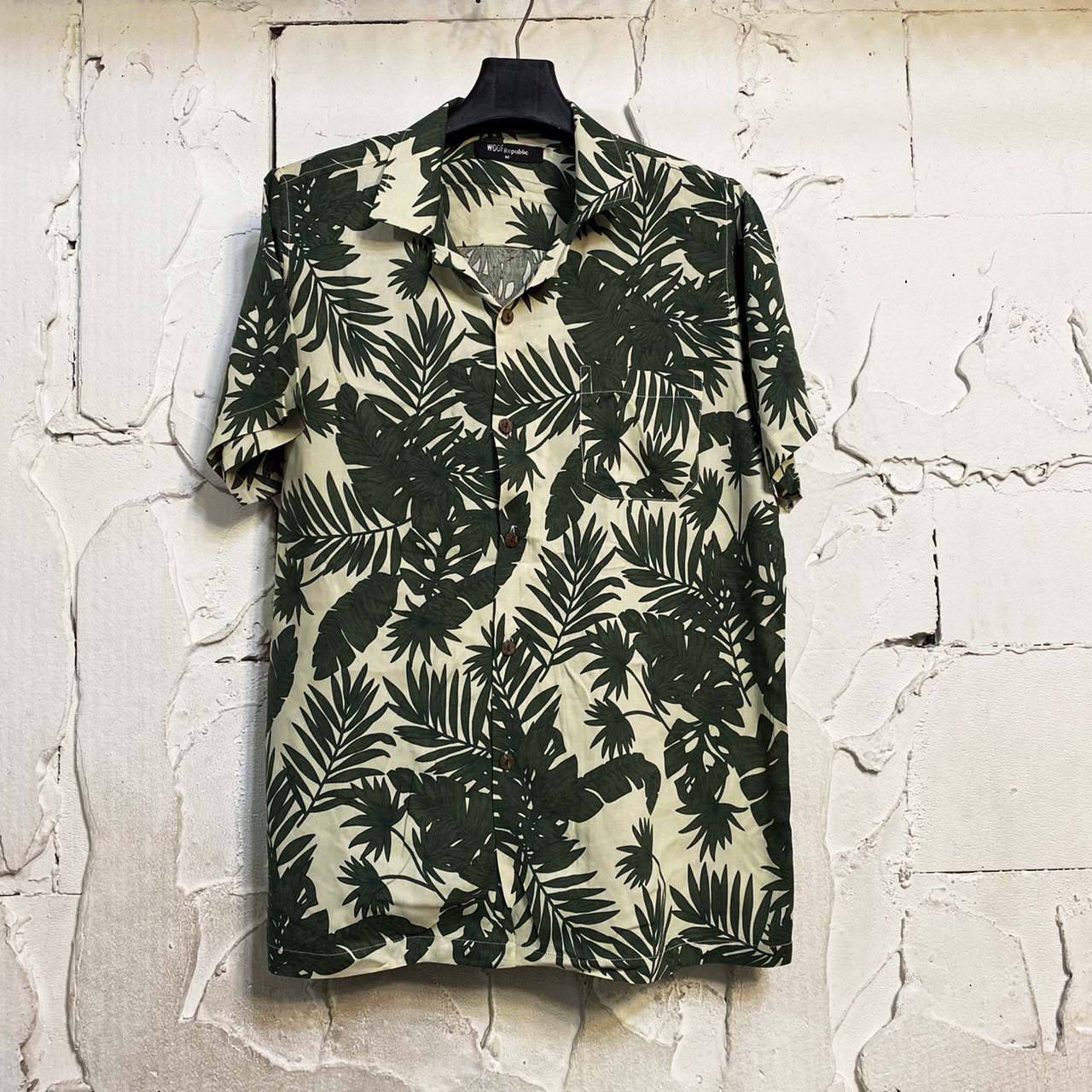 Chemise hawaienne jaune et kaki à fleurs - GL BOUTIK