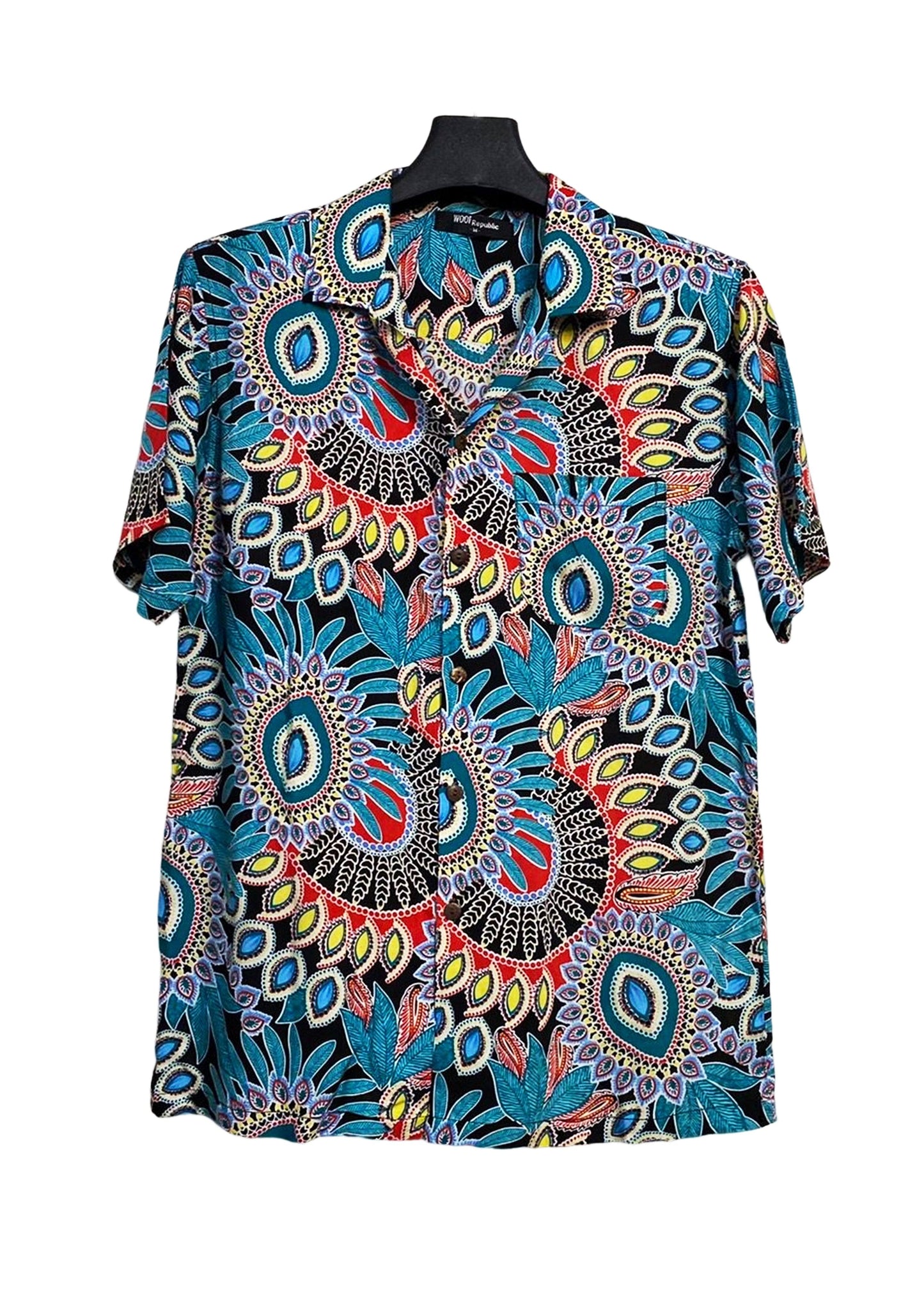 Chemise hawaienne couleur bleu motif retro psychédélique - GL BOUTIK