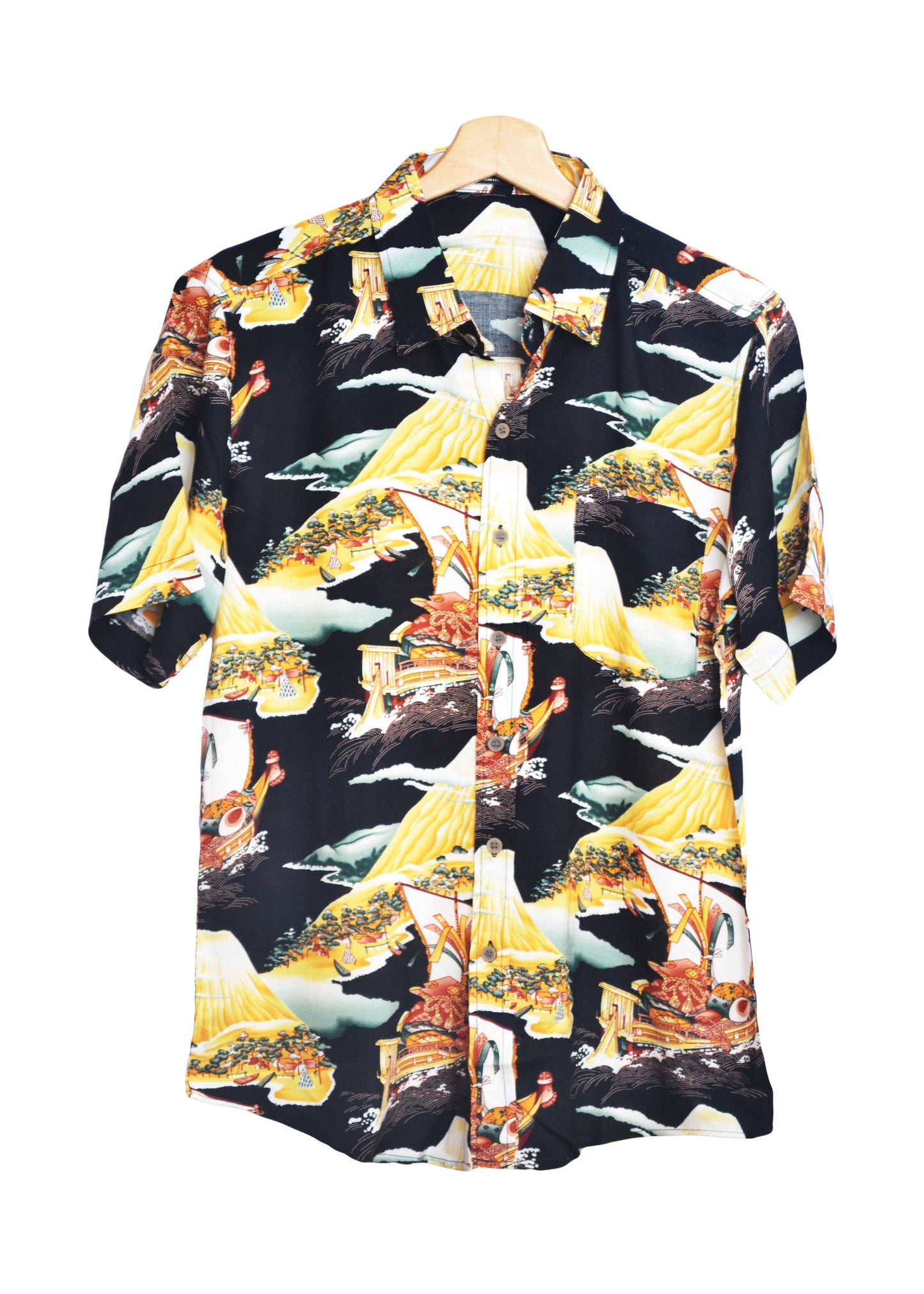 Chemise hawaienne noire imprimé paysage asiatique - GL BOUTIK