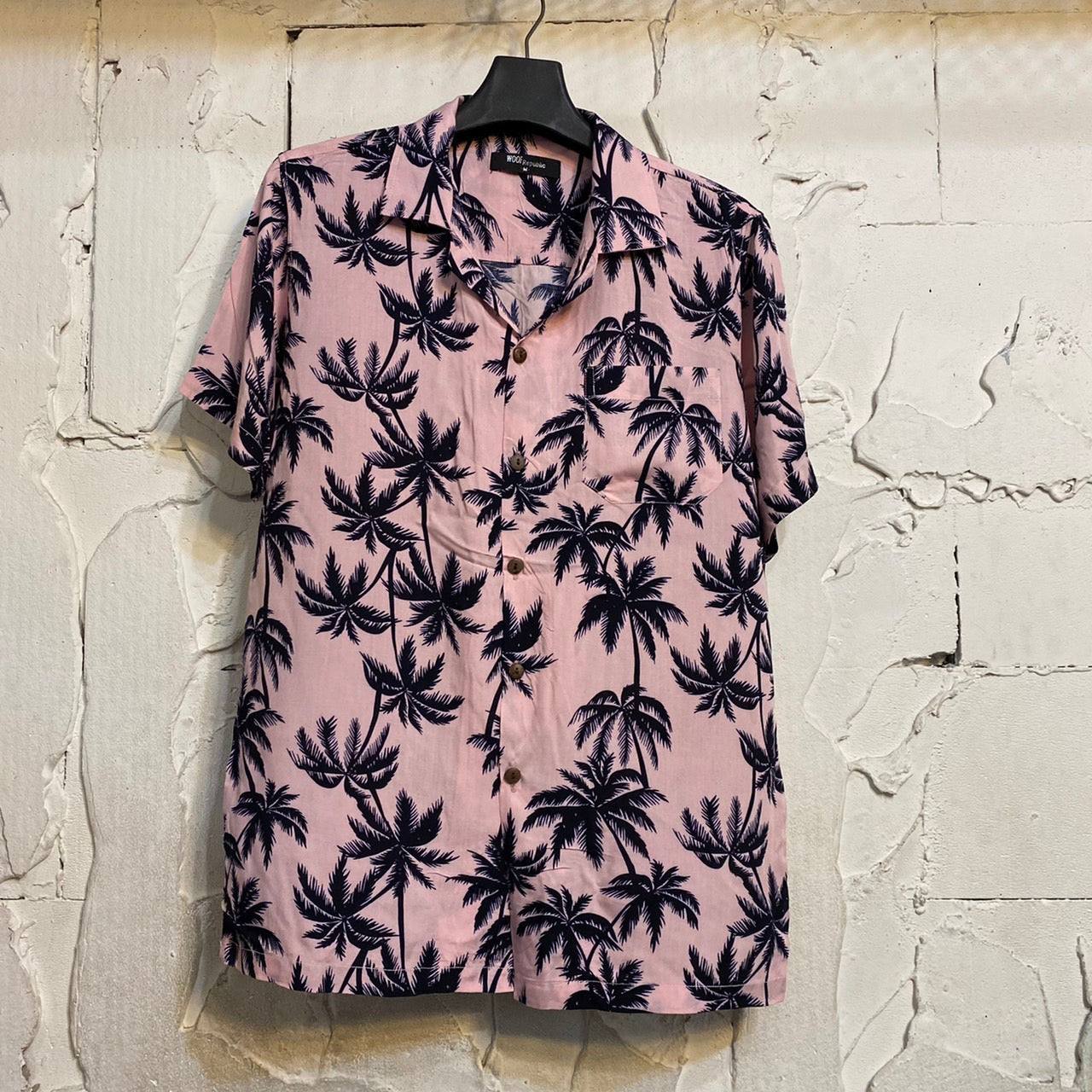 Chemise hawaienne homme couleur rose avec imprimé palmiers - GL BOUTIK