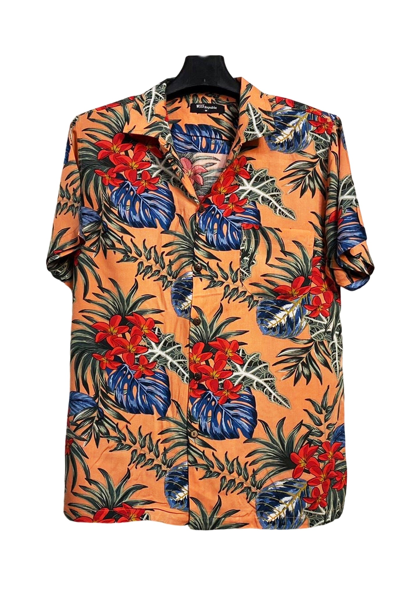Chemise hawaienne couleur rose saumon à fleurs - GL BOUTIK