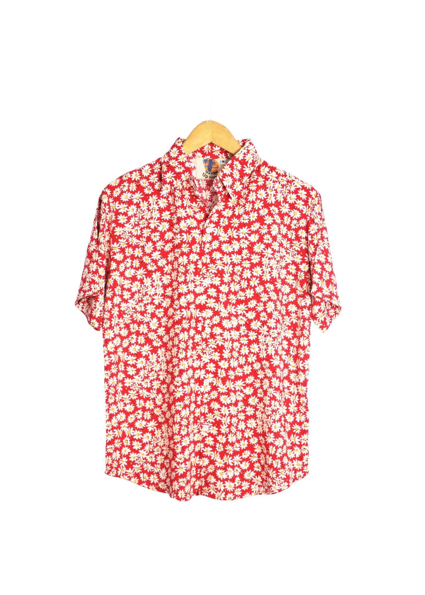 Chemise hawaienne rouge imprimé paquerettes - GL BOUTIK