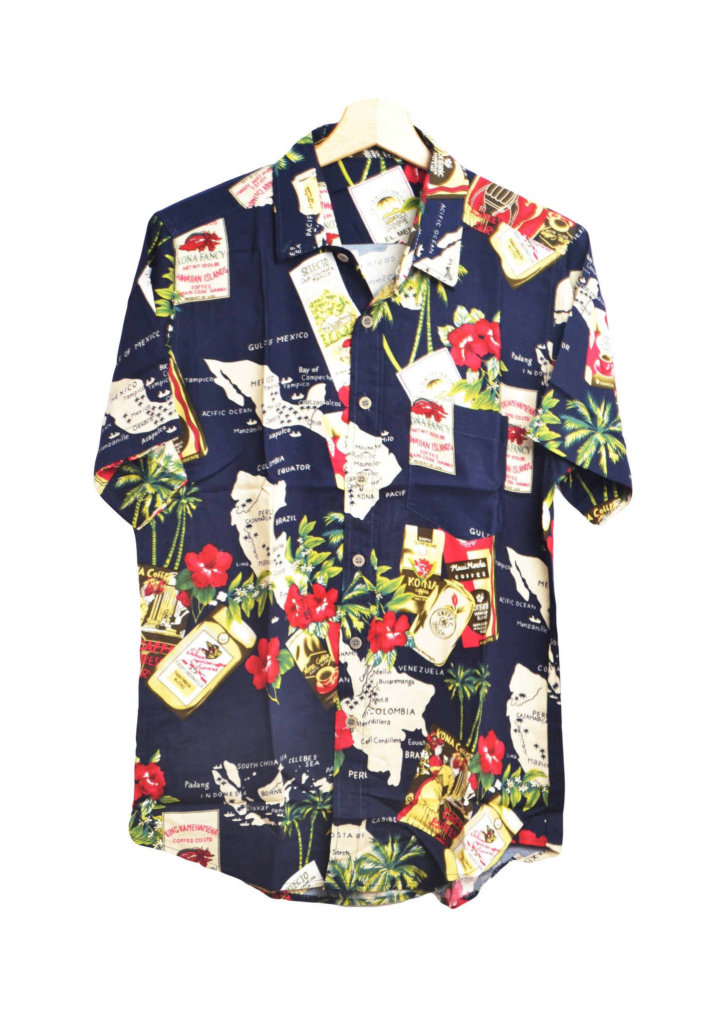 Chemise hawaienne imprimée motifs route du café - glboutik.com