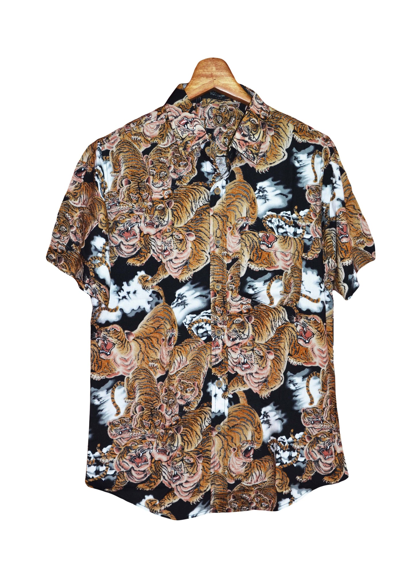 Chemise hawaienne imprimé tigres sur fond noir - glboutik.com