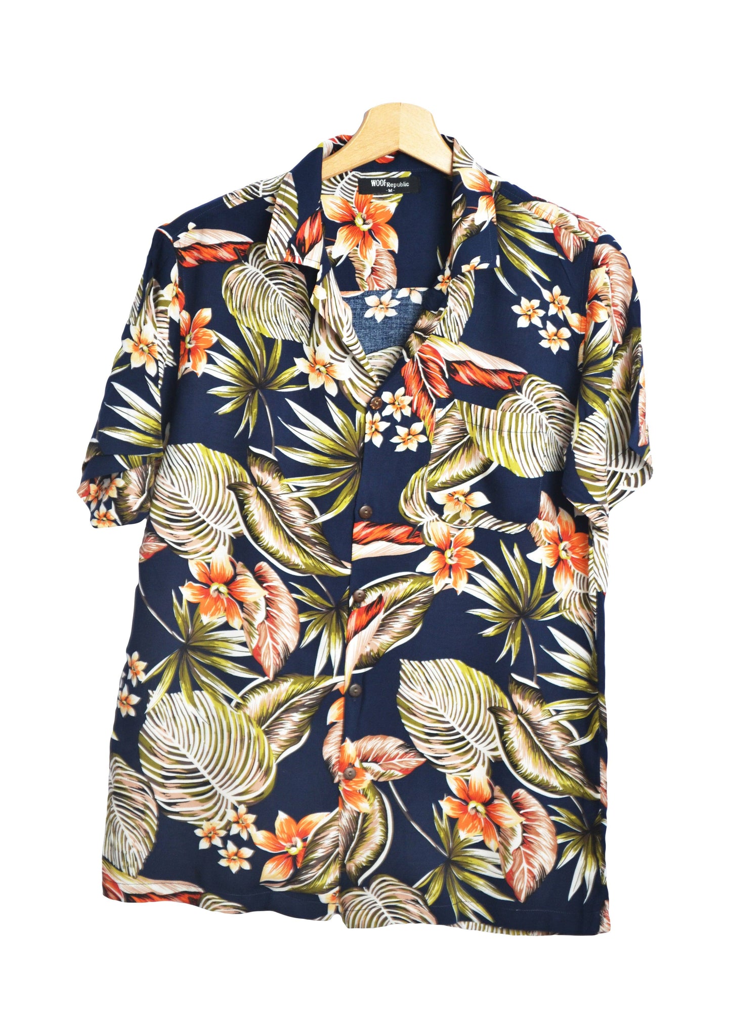 Chemise couleur bleu marine à fleurs multicolores - GL BOUTIK