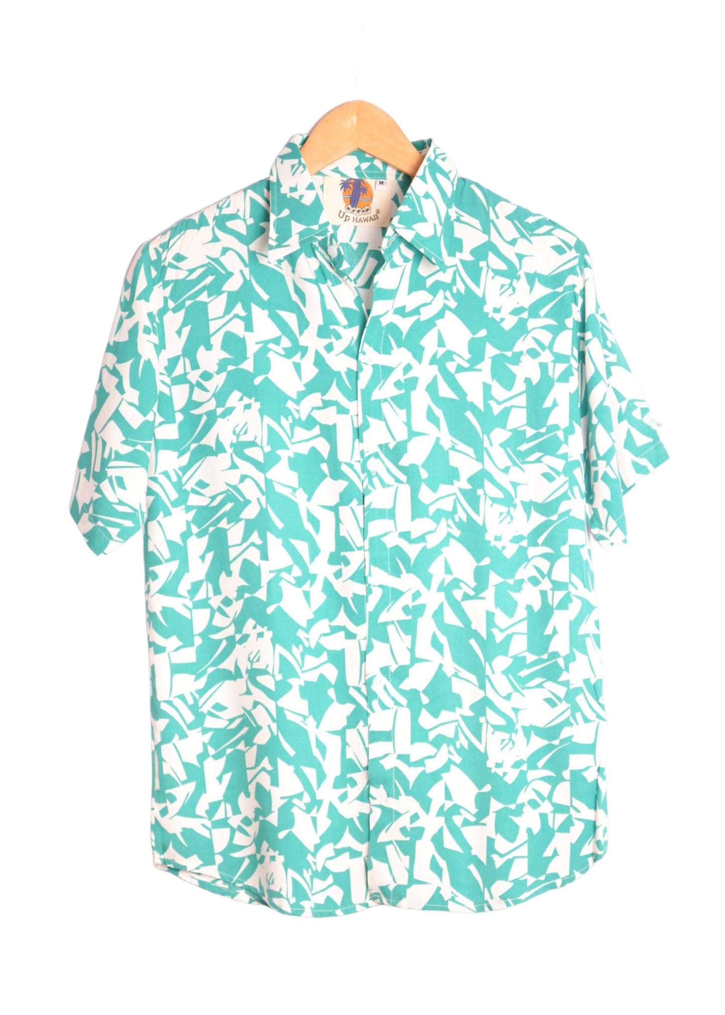 Chemise homme à motifs géometriques couleur turquoise et blanc - GL BOUTIK