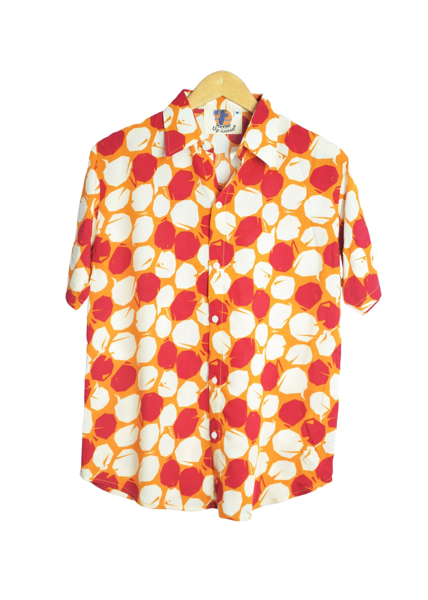 Chemise orange à motifs ronds rouge et beige - GL BOUTIK