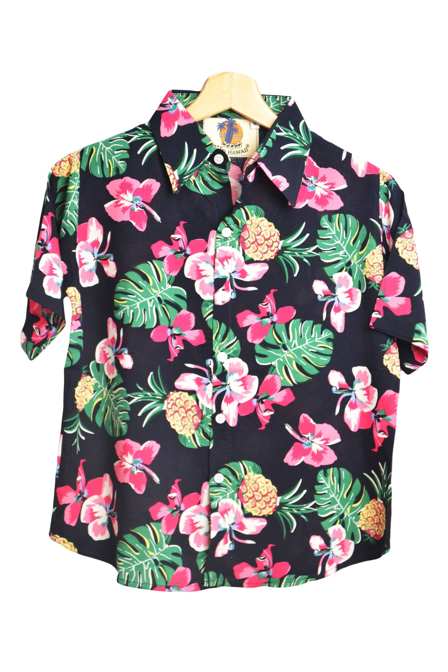 Chemisier femme noir marque up hawaii imprimé fleurs et ananas - glboutik.com