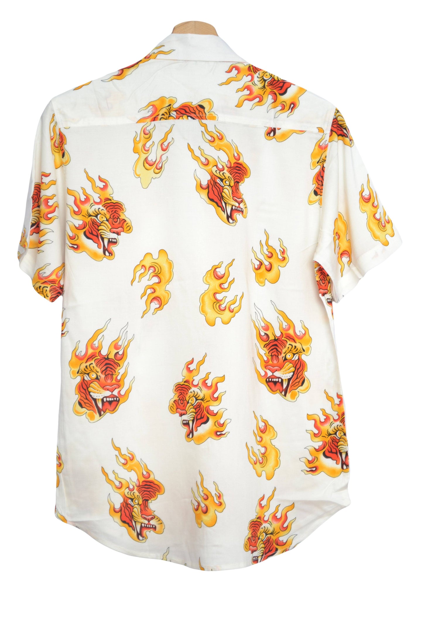 Chemise blanche imprimé tigres et flammes - Vue dos
