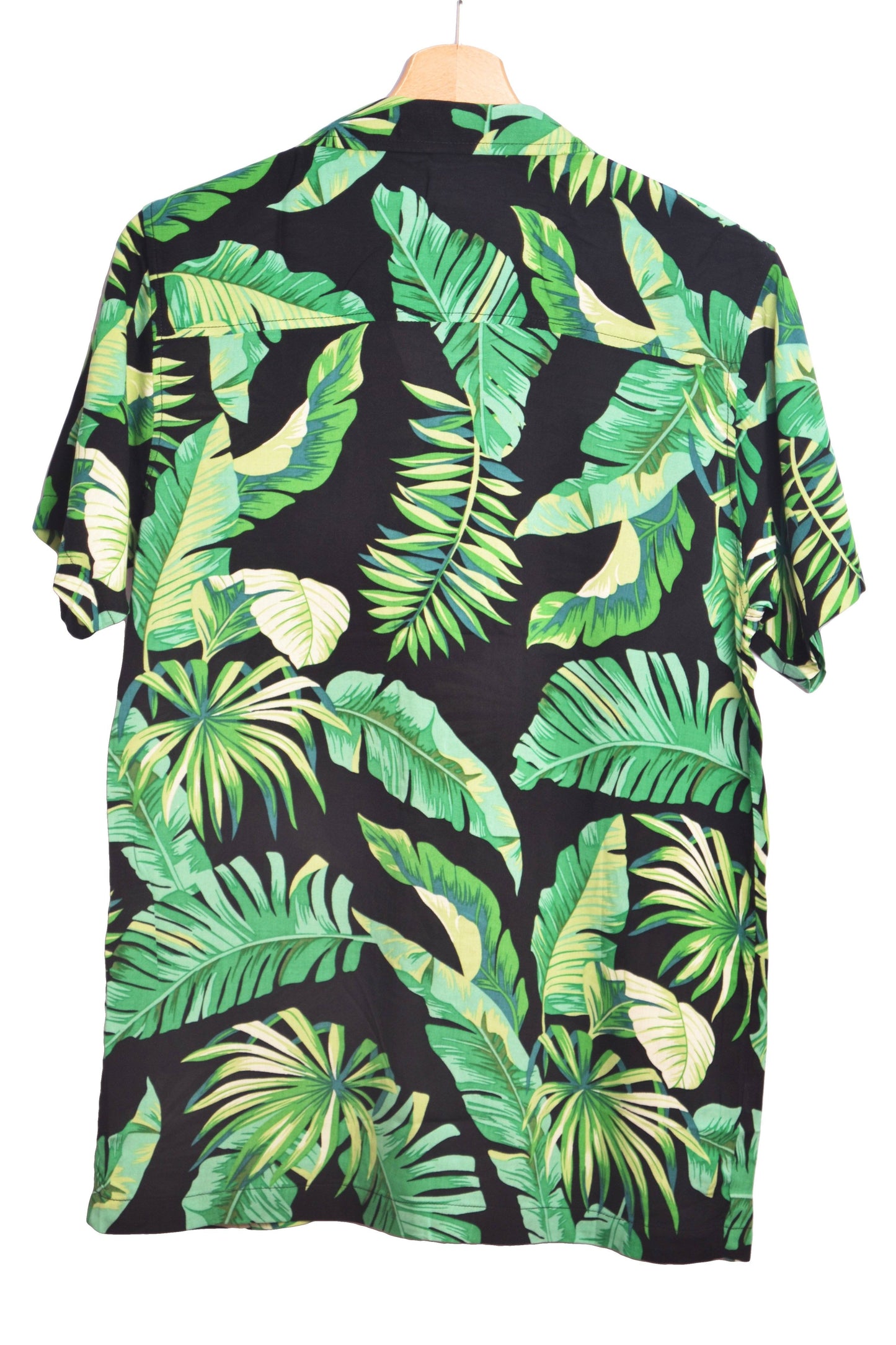 Chemise hawaienne noire pour homme avec imprimé floral vert - Vue dos