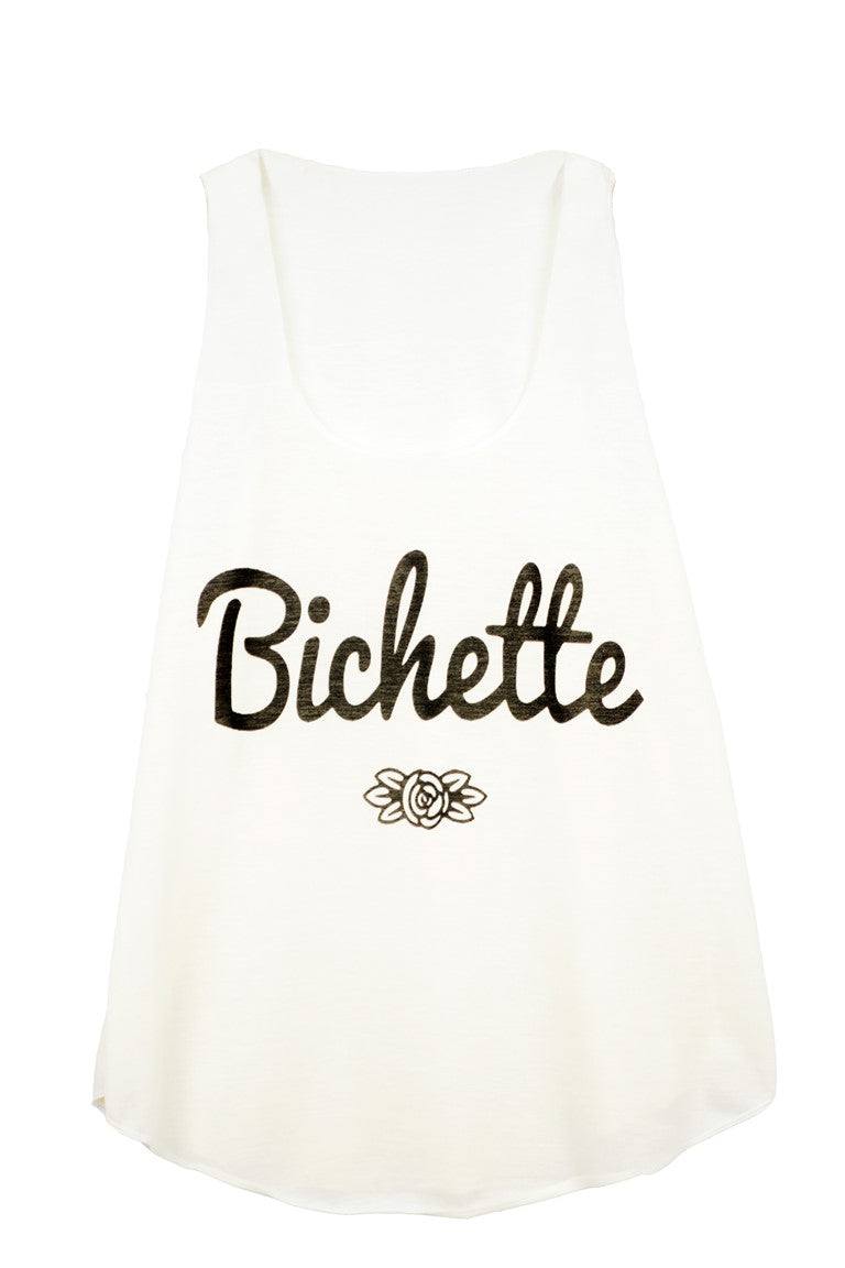 Débardeur femme couleur beige imprimé bichette- glboutik.com